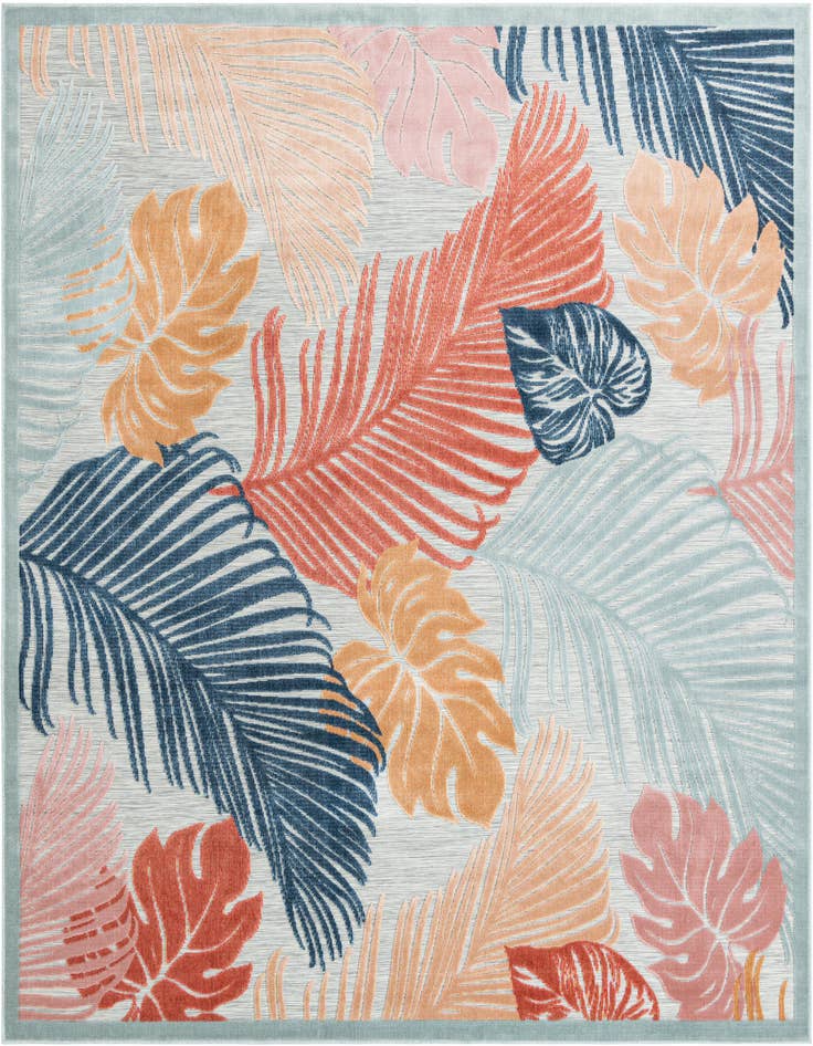 Detail image of 8' 2 x 8' 2 Easy-Clean Botanical Indoor / Outdoor Square Rug
