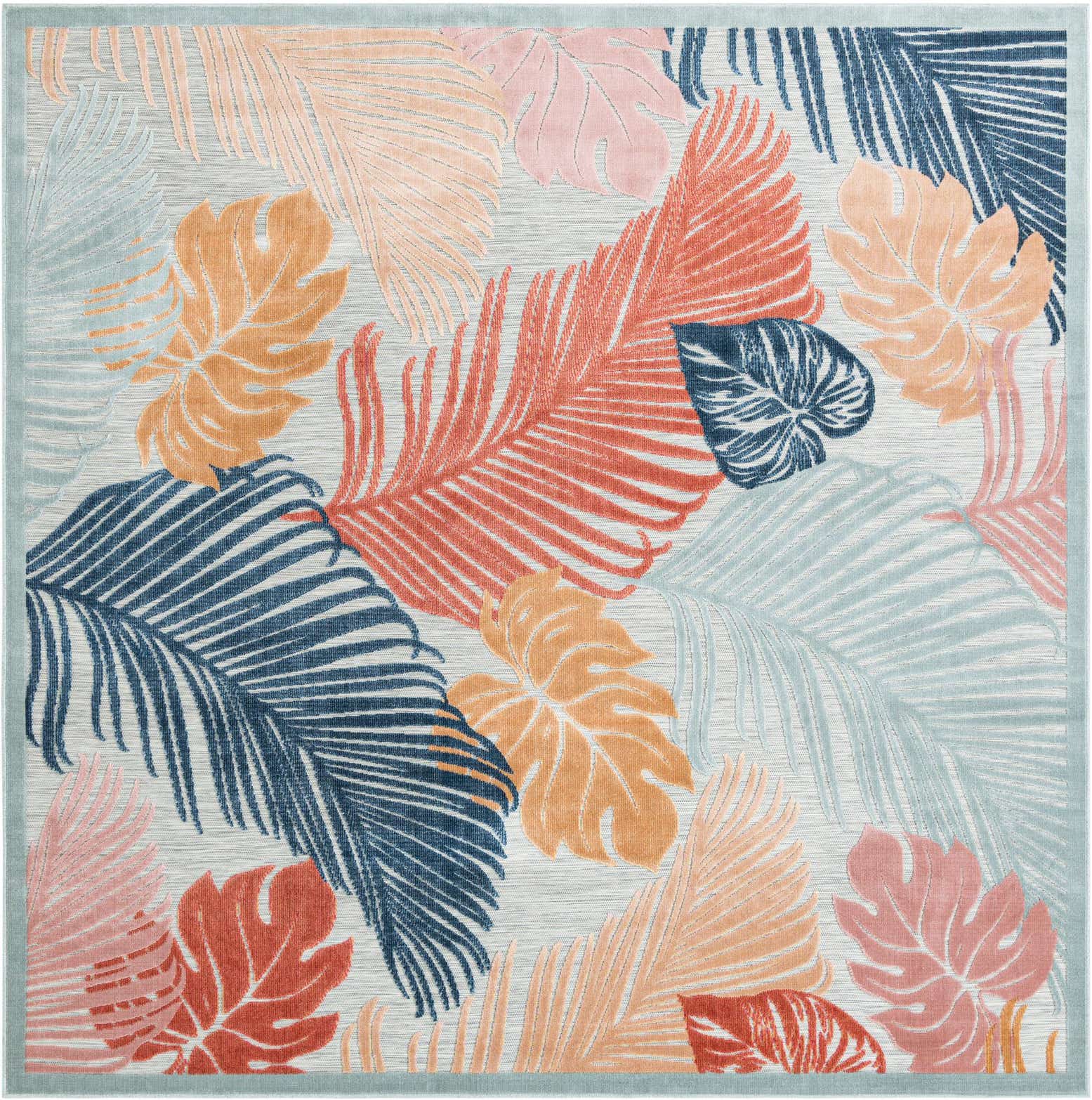 8' 2 x 8' 2 Easy-Clean Botanical Indoor / Outdoor Square Rug