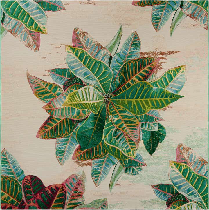 10' x 10' Easy-Clean Botanical Indoor / Outdoor Square Rug