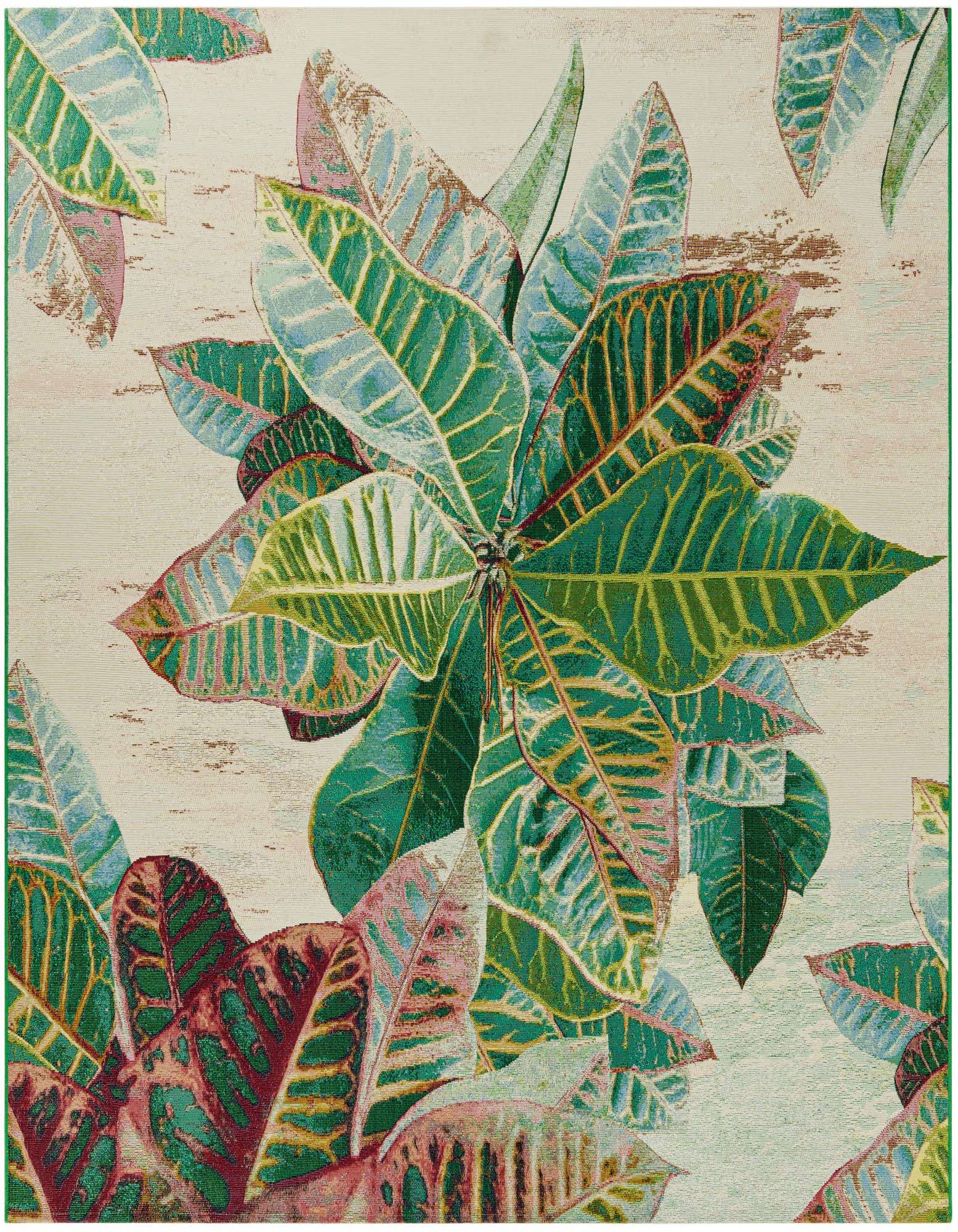 7' 10 x 7' 10 Easy-Clean Botanical Indoor / Outdoor Square Rug
