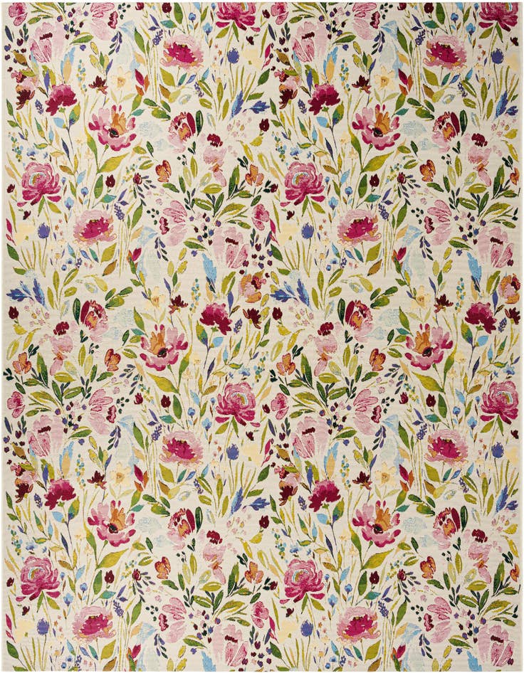 Detail image of 10' x 10' Easy-Clean Botanical Indoor / Outdoor Square Rug
