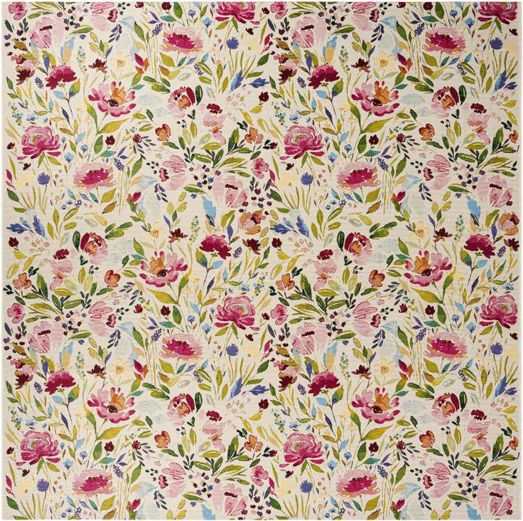 Detail image of 10' x 10' Easy-Clean Botanical Indoor / Outdoor Square Rug