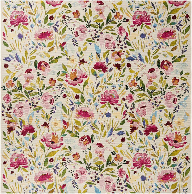 Detail image of 7' 10 x 7' 10 Easy-Clean Botanical Indoor / Outdoor Square Rug