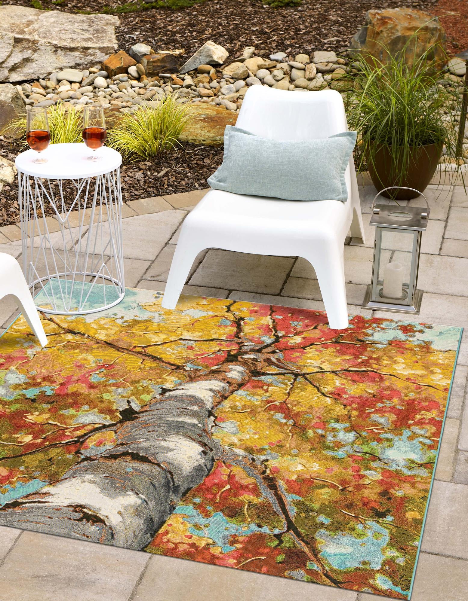 10' x 10' Easy-Clean Botanical Indoor / Outdoor Square Rug