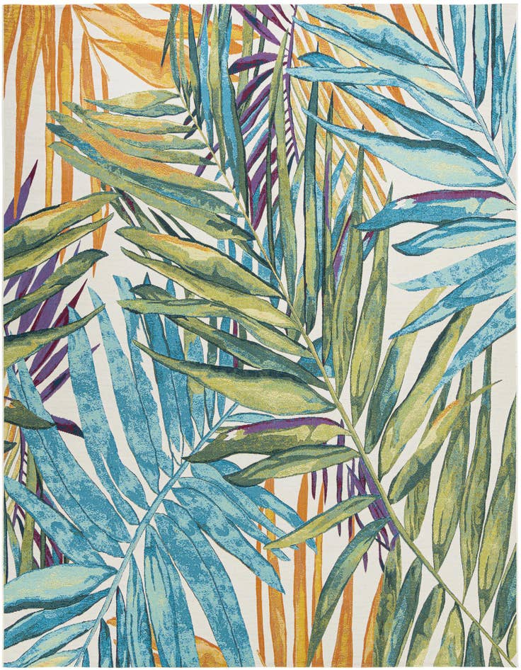 Detail image of 10' x 10' Easy-Clean Botanical Indoor / Outdoor Square Rug