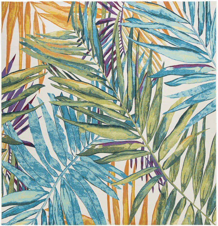Detail image of 10' x 10' Easy-Clean Botanical Indoor / Outdoor Square Rug