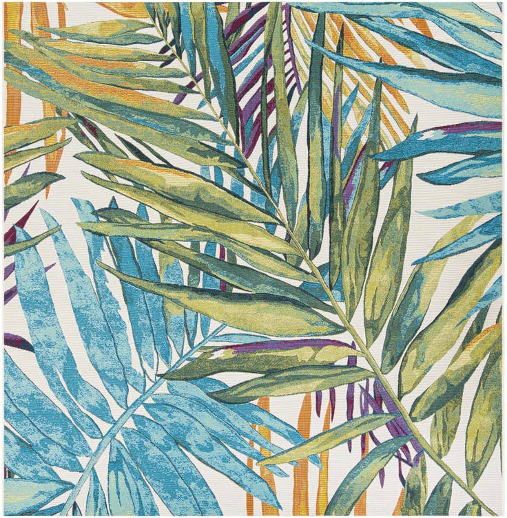 Detail image of 7' 10 x 7' 10 Easy-Clean Botanical Indoor / Outdoor Square Rug