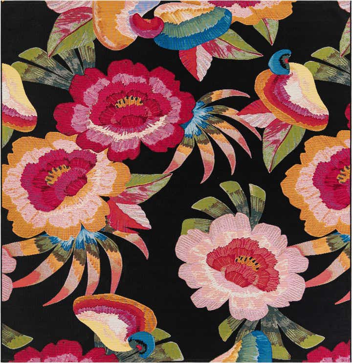 7' 10 x 7' 10 Easy-Clean Botanical Indoor / Outdoor Square Rug