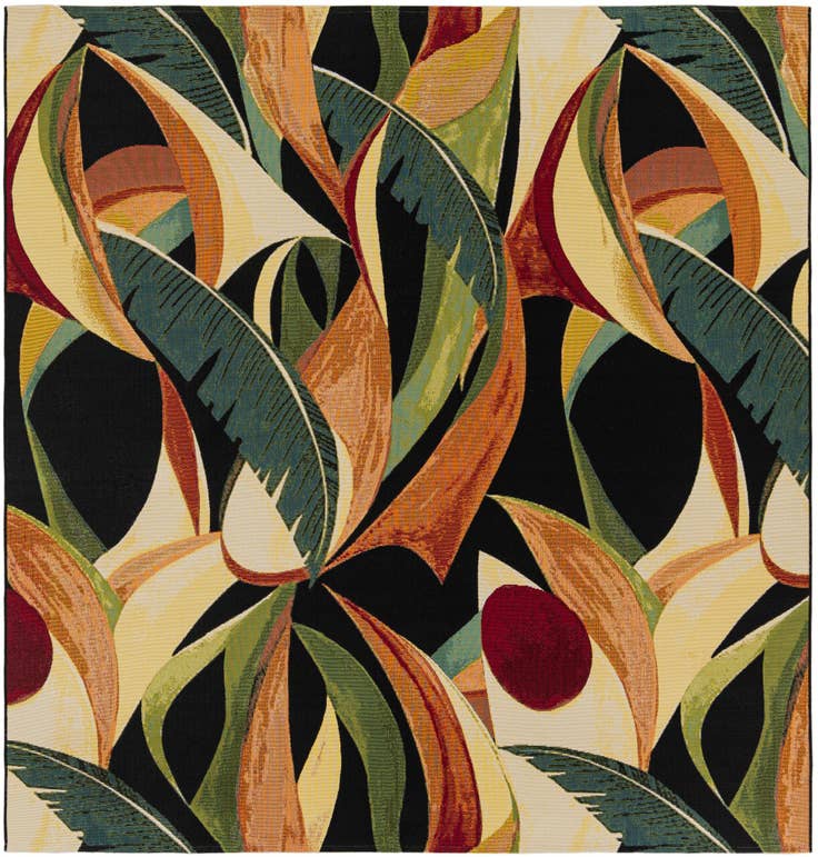 Detail image of 7' 10 x 7' 10 Easy-Clean Botanical Indoor / Outdoor Square Rug