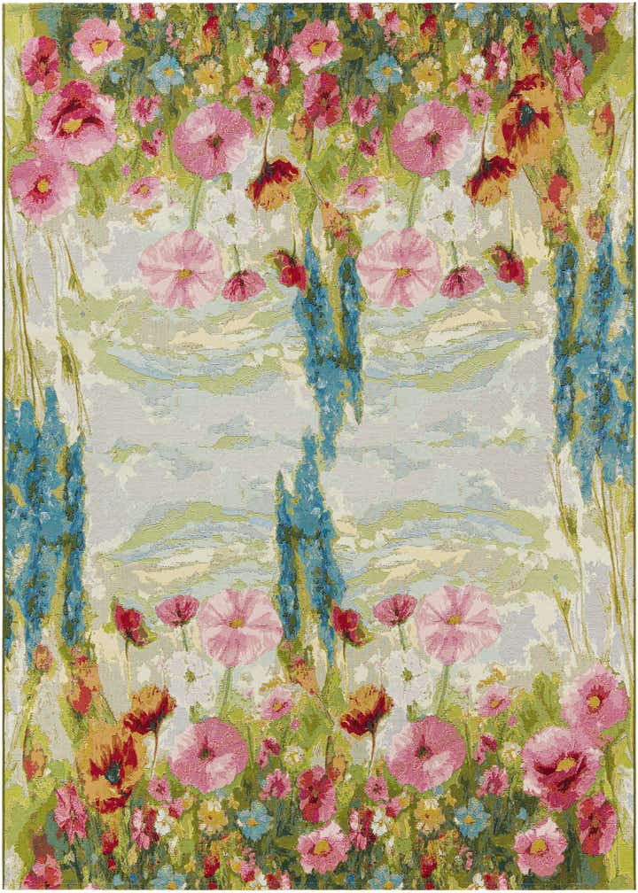 8' x 8' Easy-Clean Botanical Indoor / Outdoor Square Rug