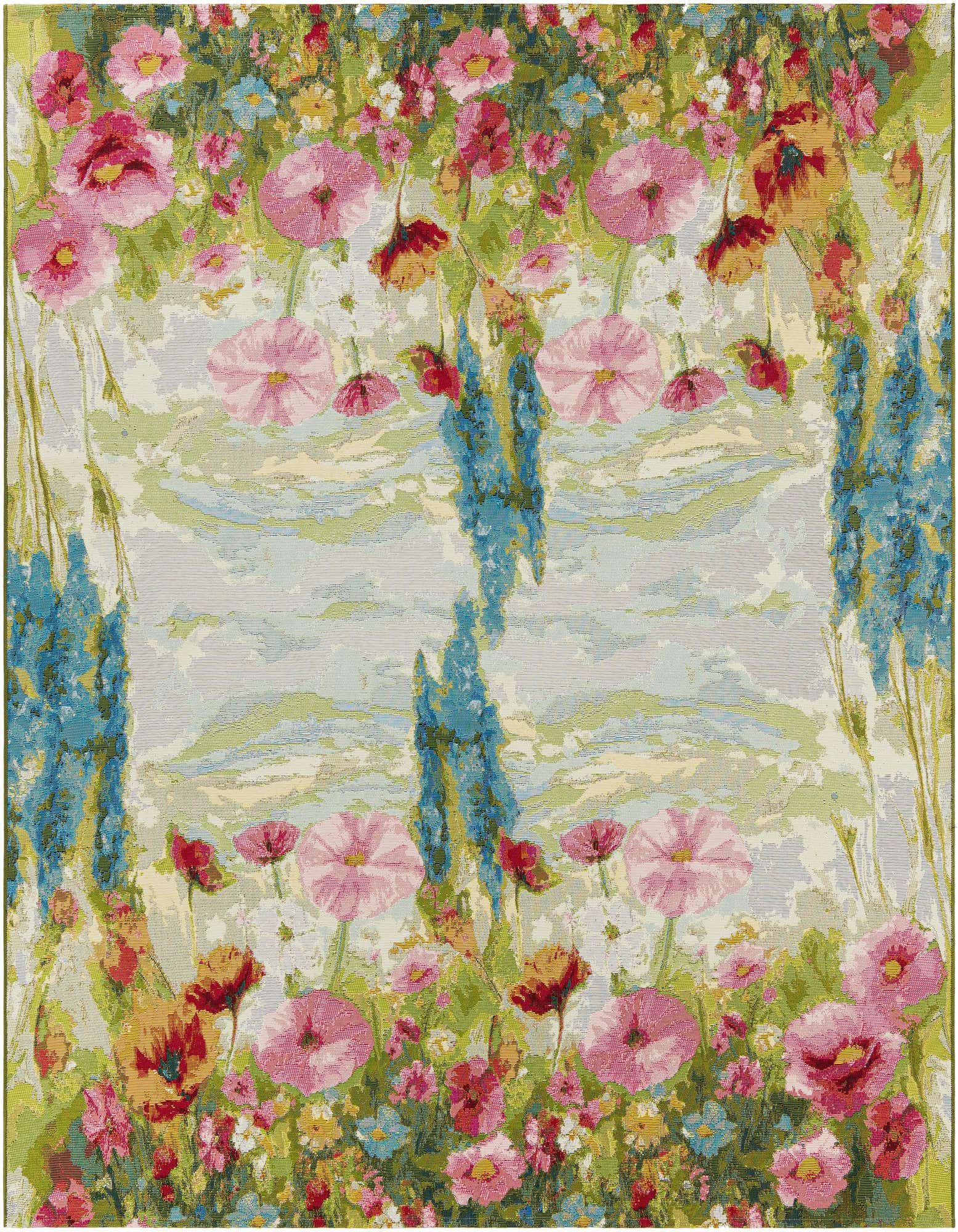 8' x 8' Easy-Clean Botanical Indoor / Outdoor Square Rug