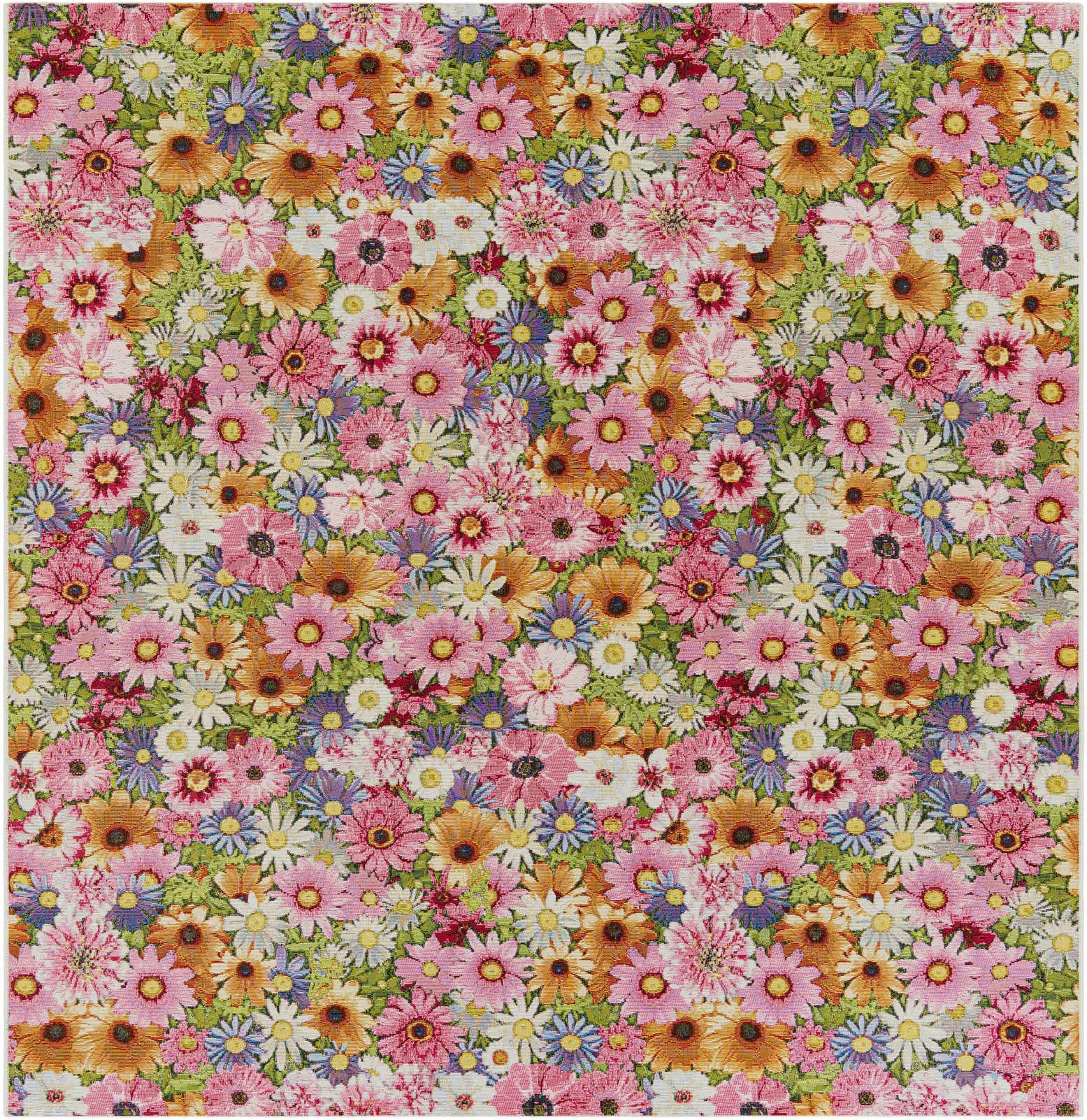 8' x 8' Easy-Clean Botanical Indoor / Outdoor Square Rug