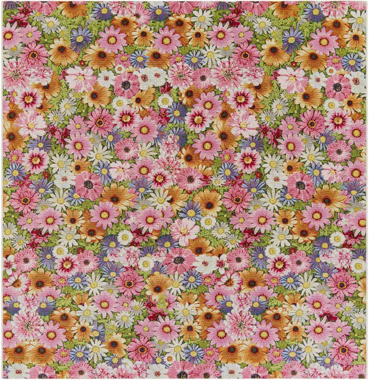 8' x 8' Easy-Clean Botanical Indoor / Outdoor Square Rug