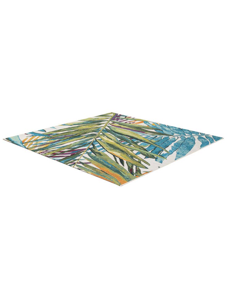 Detail image of 6' x 6'  Washable Botanical Indoor / Outdoor Square Rug