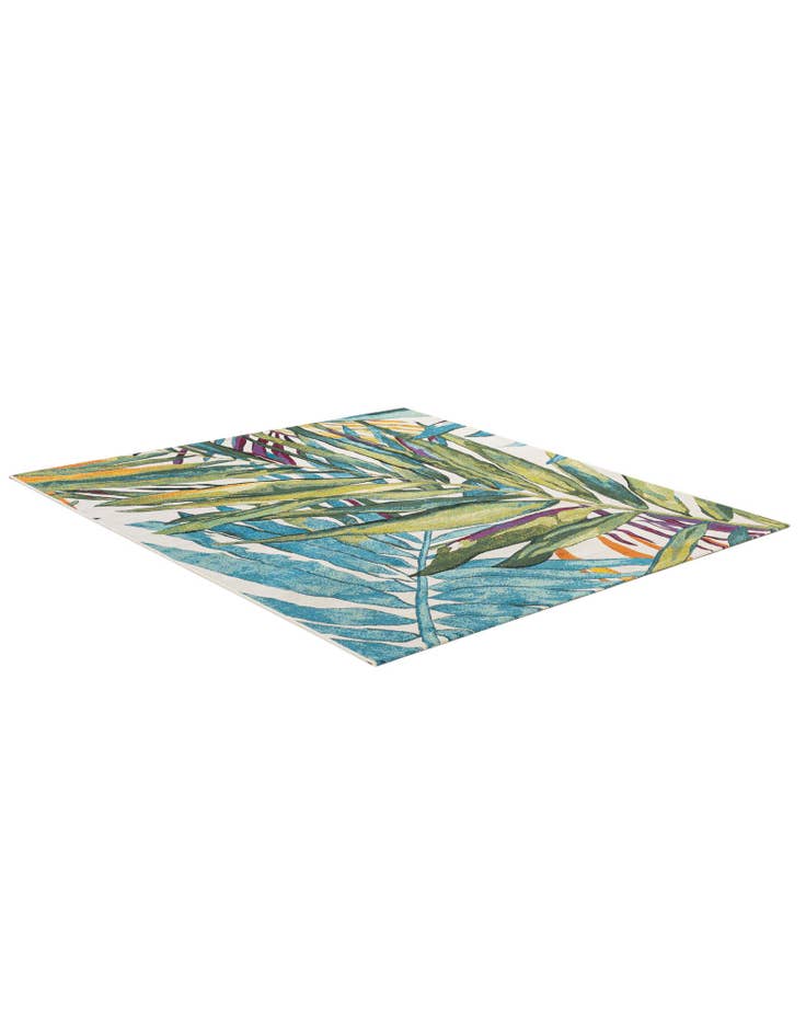 Detail image of 6' x 6'  Washable Botanical Indoor / Outdoor Square Rug