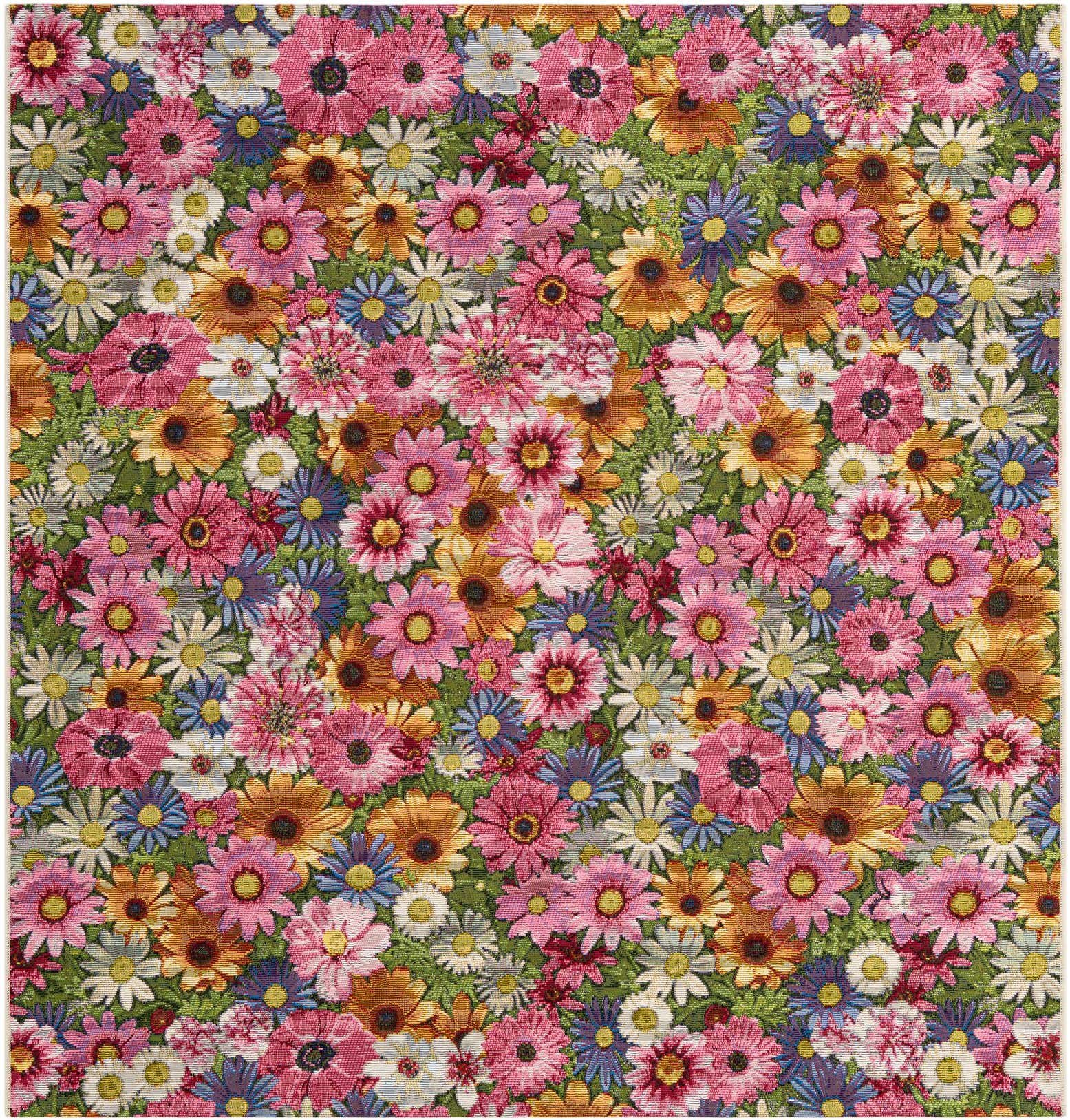 5' 3 x 5' 3 Easy-Clean Botanical Indoor / Outdoor Square Rug