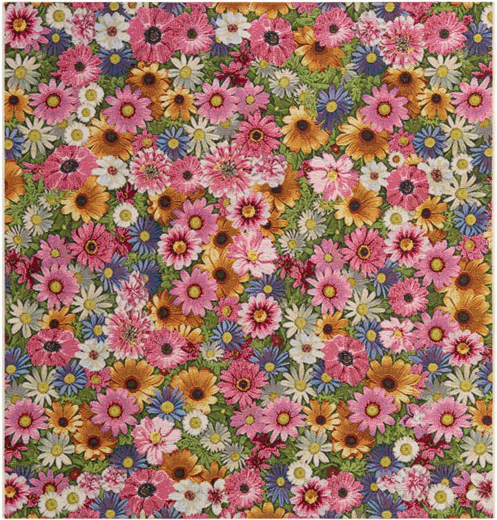 5' 3 x 5' 3 Easy-Clean Botanical Indoor / Outdoor Square Rug