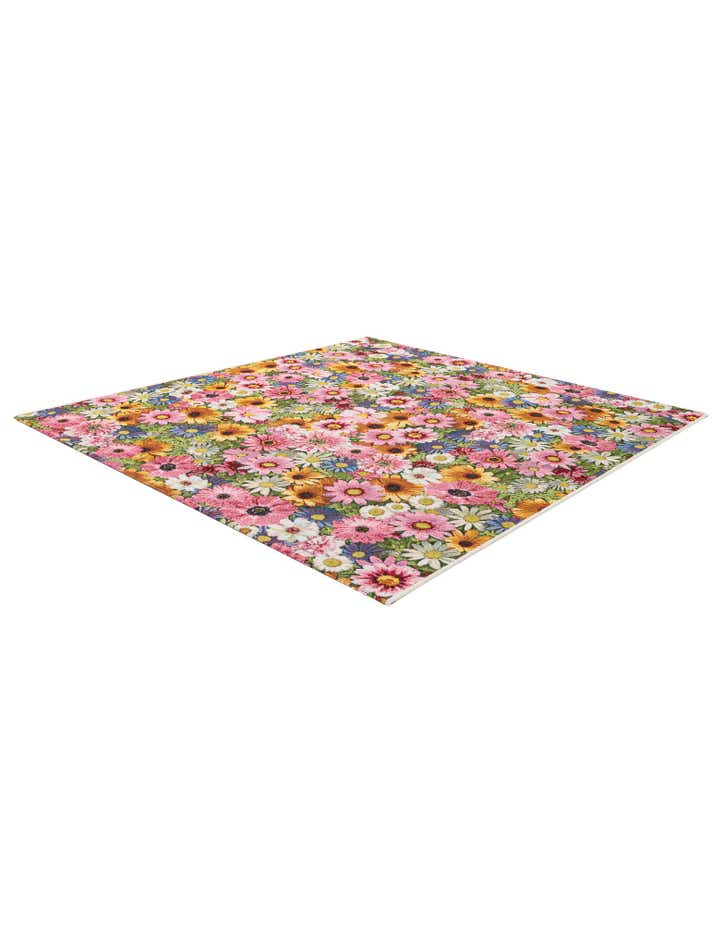 5' 3 x 5' 3 Easy-Clean Botanical Indoor / Outdoor Square Rug