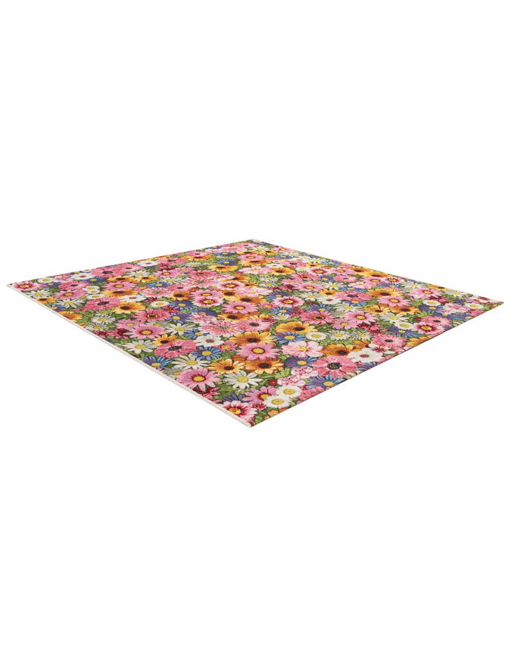 Detail image of 5' 3 x 5' 3  Washable Botanical Indoor / Outdoor Square Rug