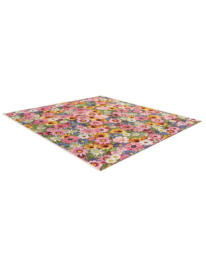 5' 3 x 5' 3 Easy-Clean Botanical Indoor / Outdoor Square Rug