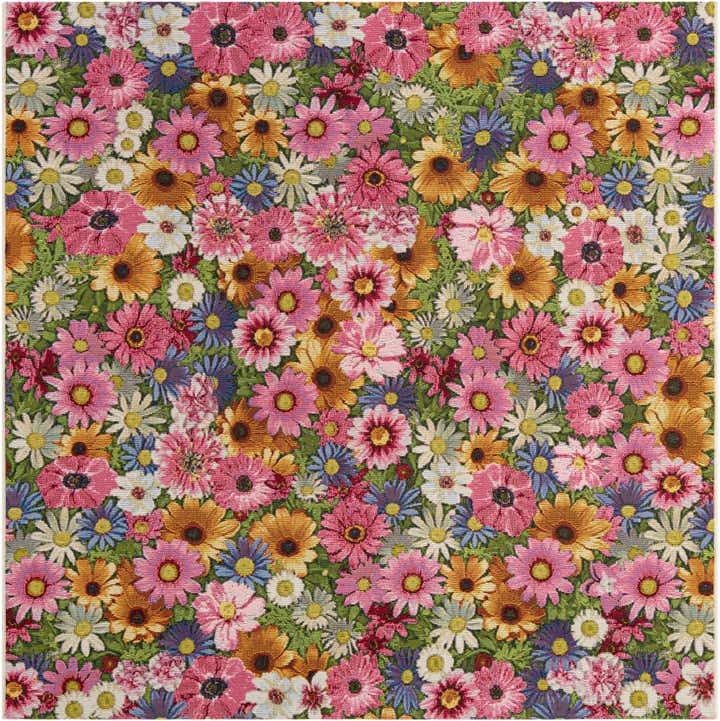 6' x 6' Easy-Clean Botanical Indoor / Outdoor Square Rug