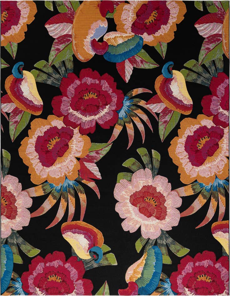 Detail image of 10' x 10' Easy-Clean Botanical Indoor / Outdoor Square Rug