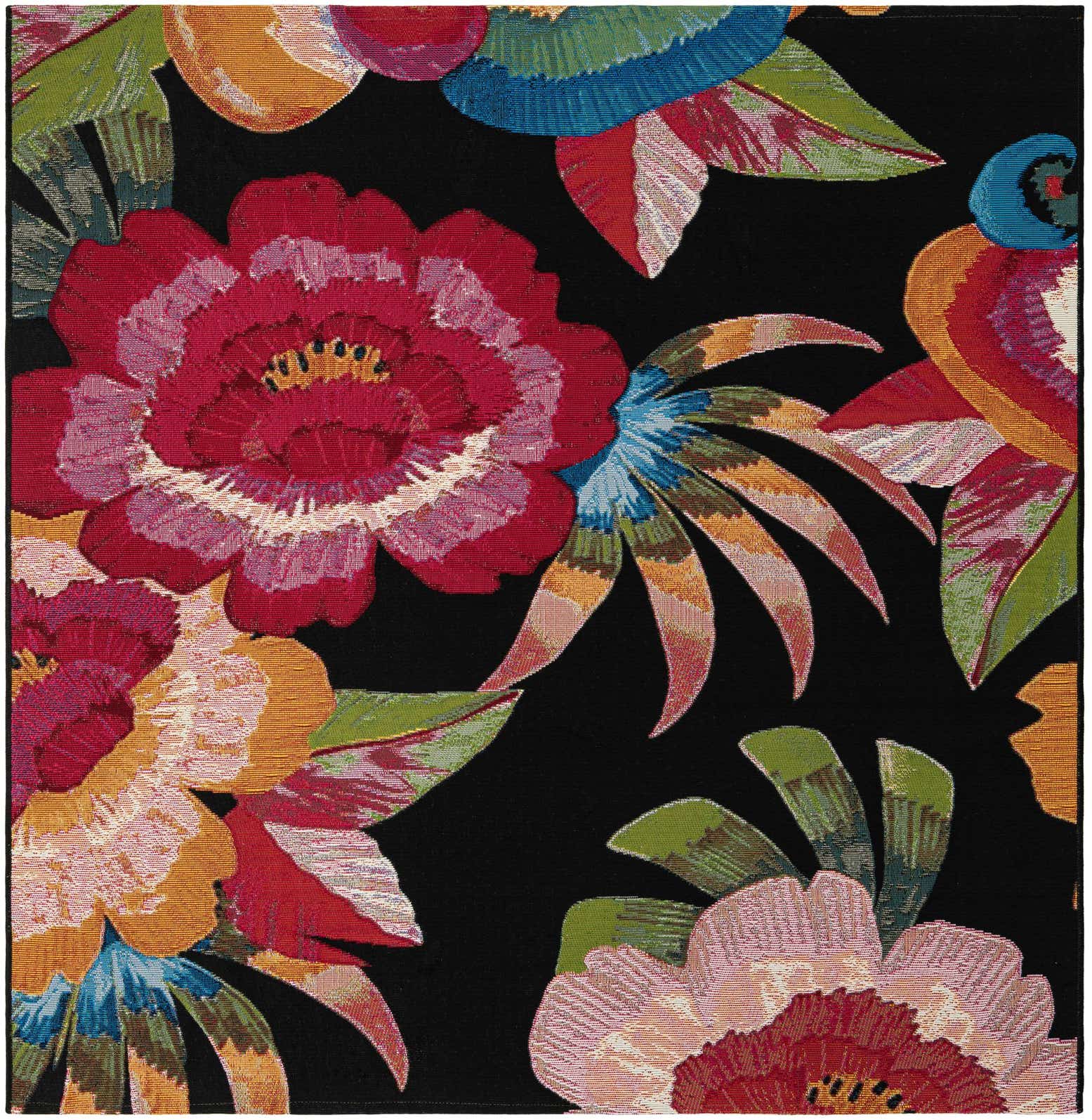 5' 3 x 5' 3 Easy-Clean Botanical Indoor / Outdoor Square Rug