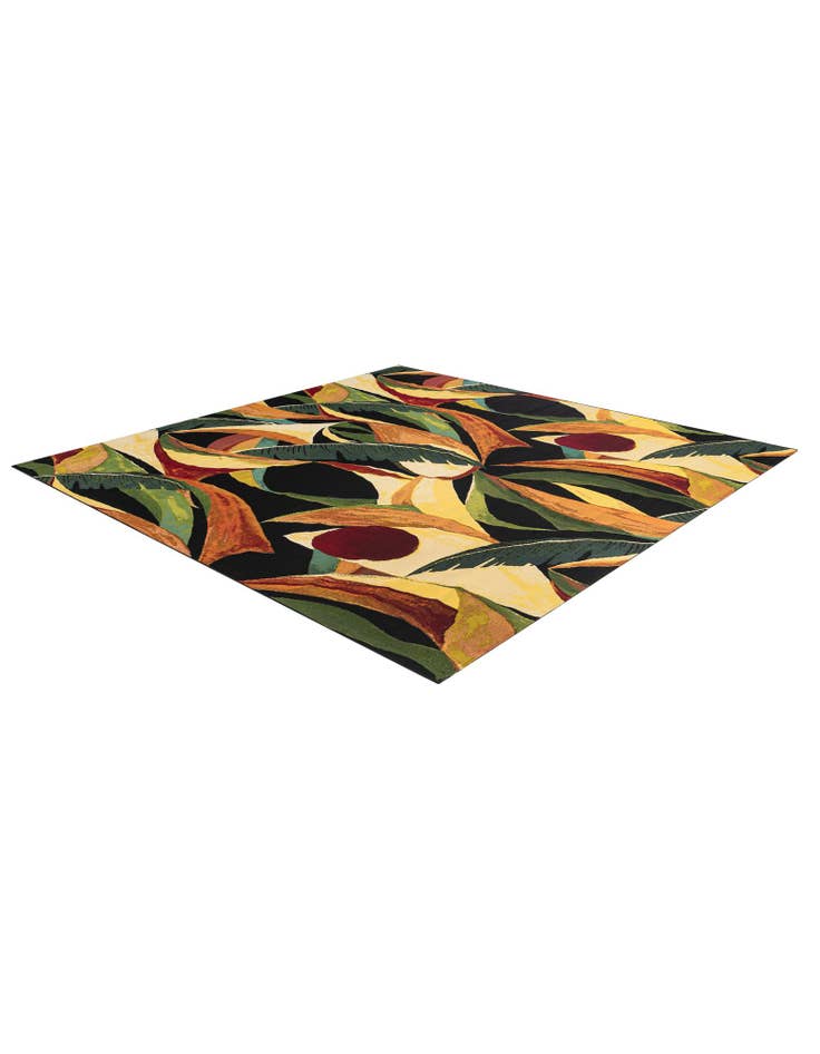 Detail image of 10' x 10'  Washable Botanical Indoor / Outdoor Square Rug