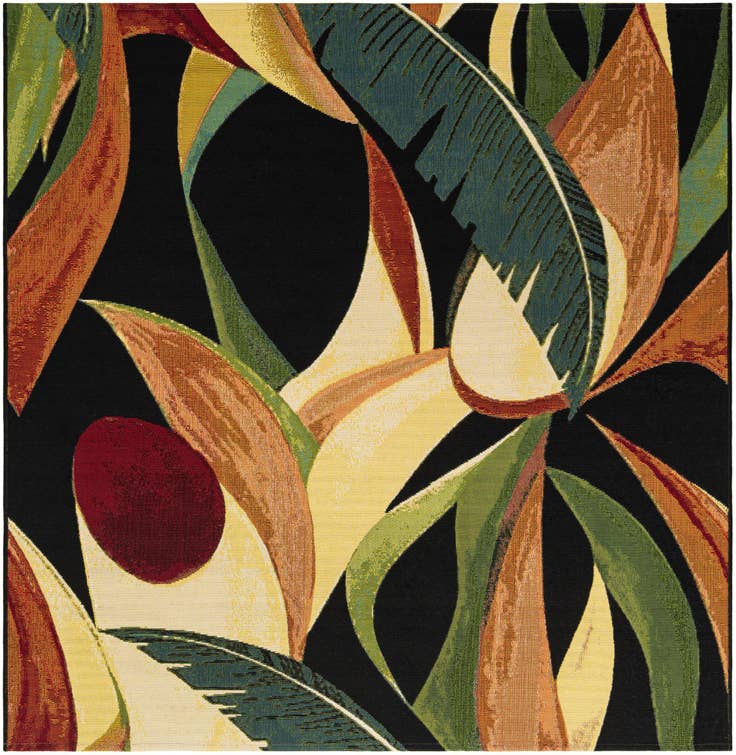Detail image of 5' 3 x 5' 3 Easy-Clean Botanical Indoor / Outdoor Square Rug