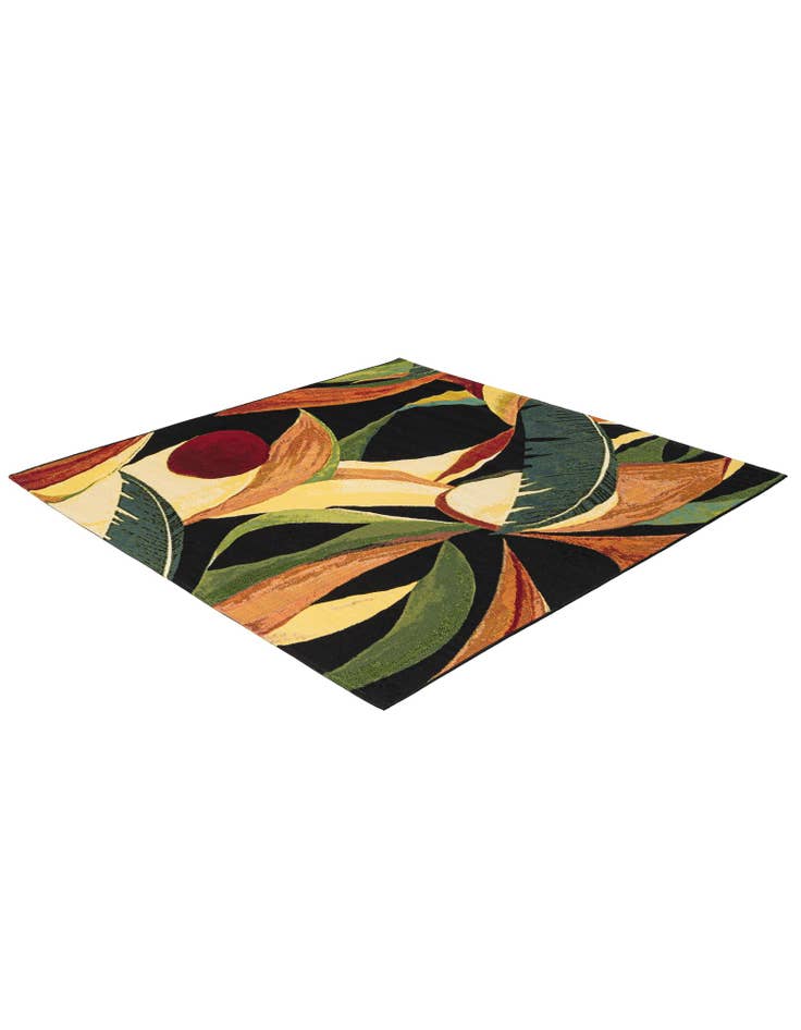 Detail image of 5' 3 x 5' 3  Washable Botanical Indoor / Outdoor Square Rug