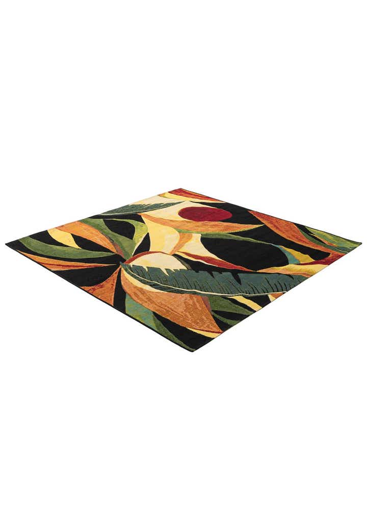 5' 3 x 5' 3 Easy-Clean Botanical Indoor / Outdoor Square Rug