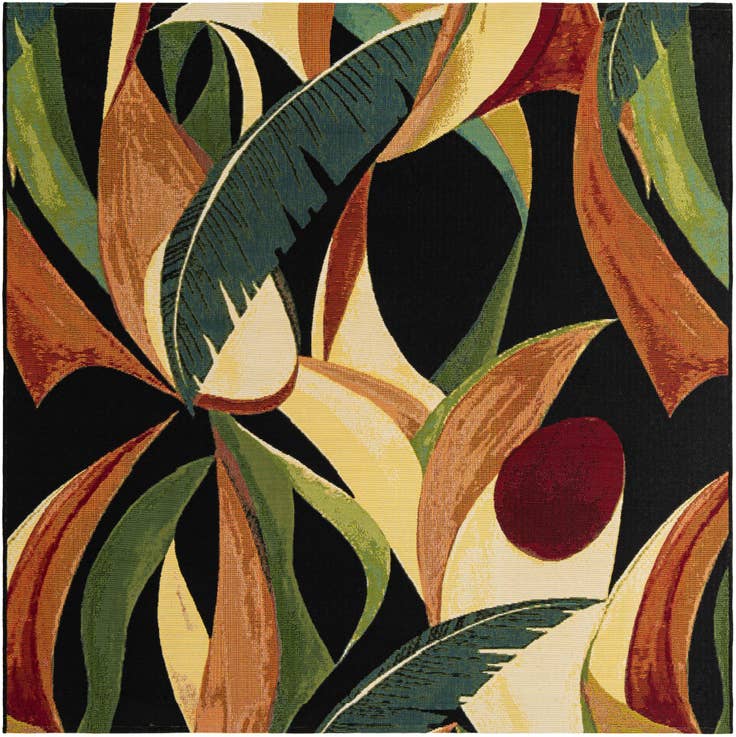 Detail image of 6' x 6' Easy-Clean Botanical Indoor / Outdoor Square Rug
