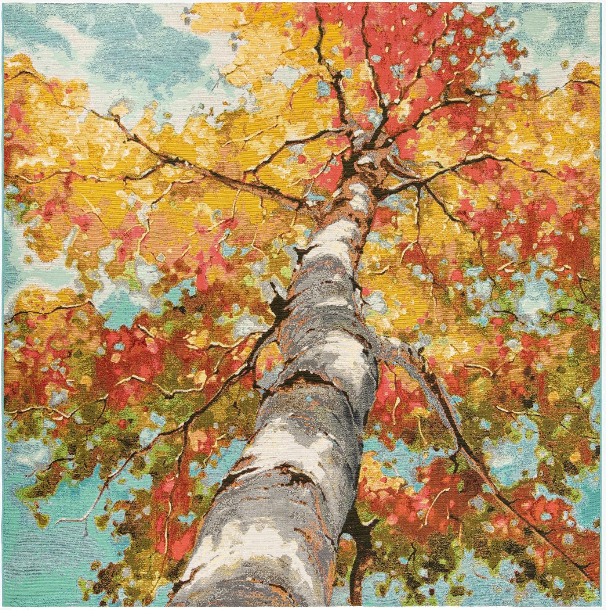 Primary image 10' x 10'  Washable Botanical Indoor / Outdoor Square Rug