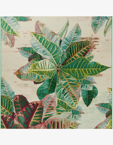 7' 10 x 7' 10 Easy-Clean Botanical Indoor / Outdoor Square Rug