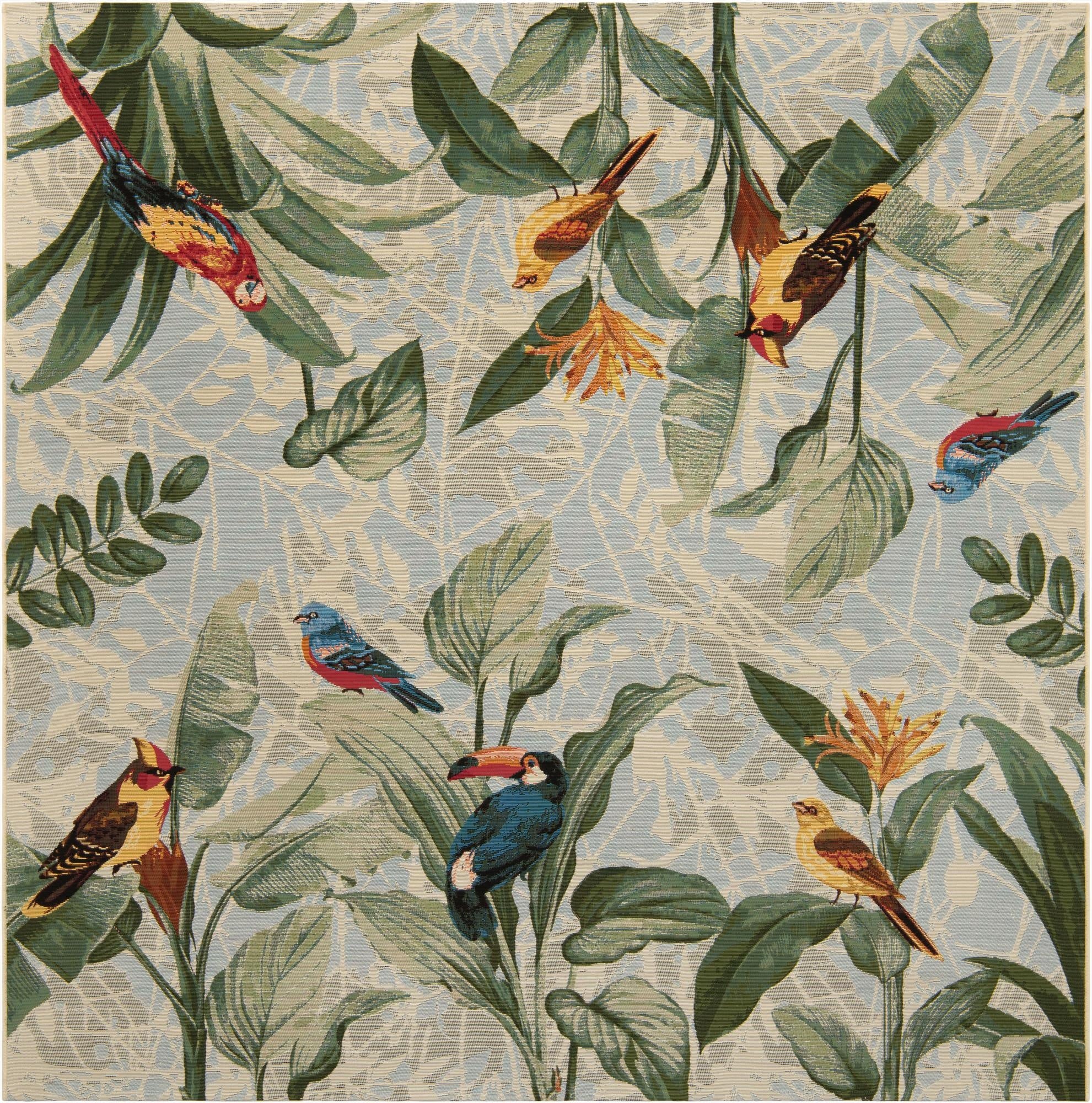 7' 10 x 7' 10  Washable Botanical Indoor / Outdoor Square Rug