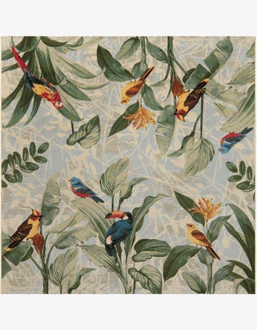 7' 10 x 7' 10 Easy-Clean Botanical Indoor / Outdoor Square Rug