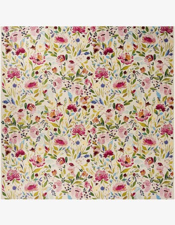 Easy-Clean Botanical Indoor / Outdoor Square Rug