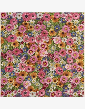 Easy-Clean Botanical Indoor / Outdoor Square Rug