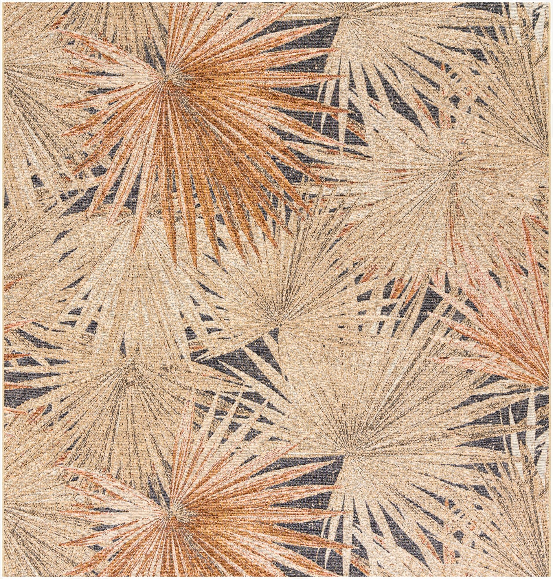 7' 10 x 7' 10  Washable Botanical Indoor / Outdoor Square Rug