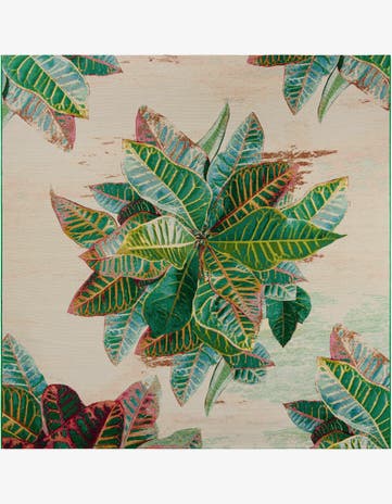 10' x 10' Easy-Clean Botanical Indoor / Outdoor Square Rug