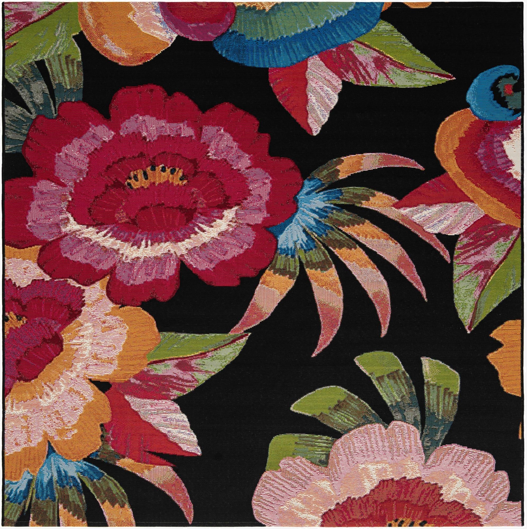 6' x 6'  Washable Botanical Indoor / Outdoor Square Rug