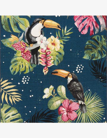 Easy-Clean Botanical Indoor / Outdoor Square Rug