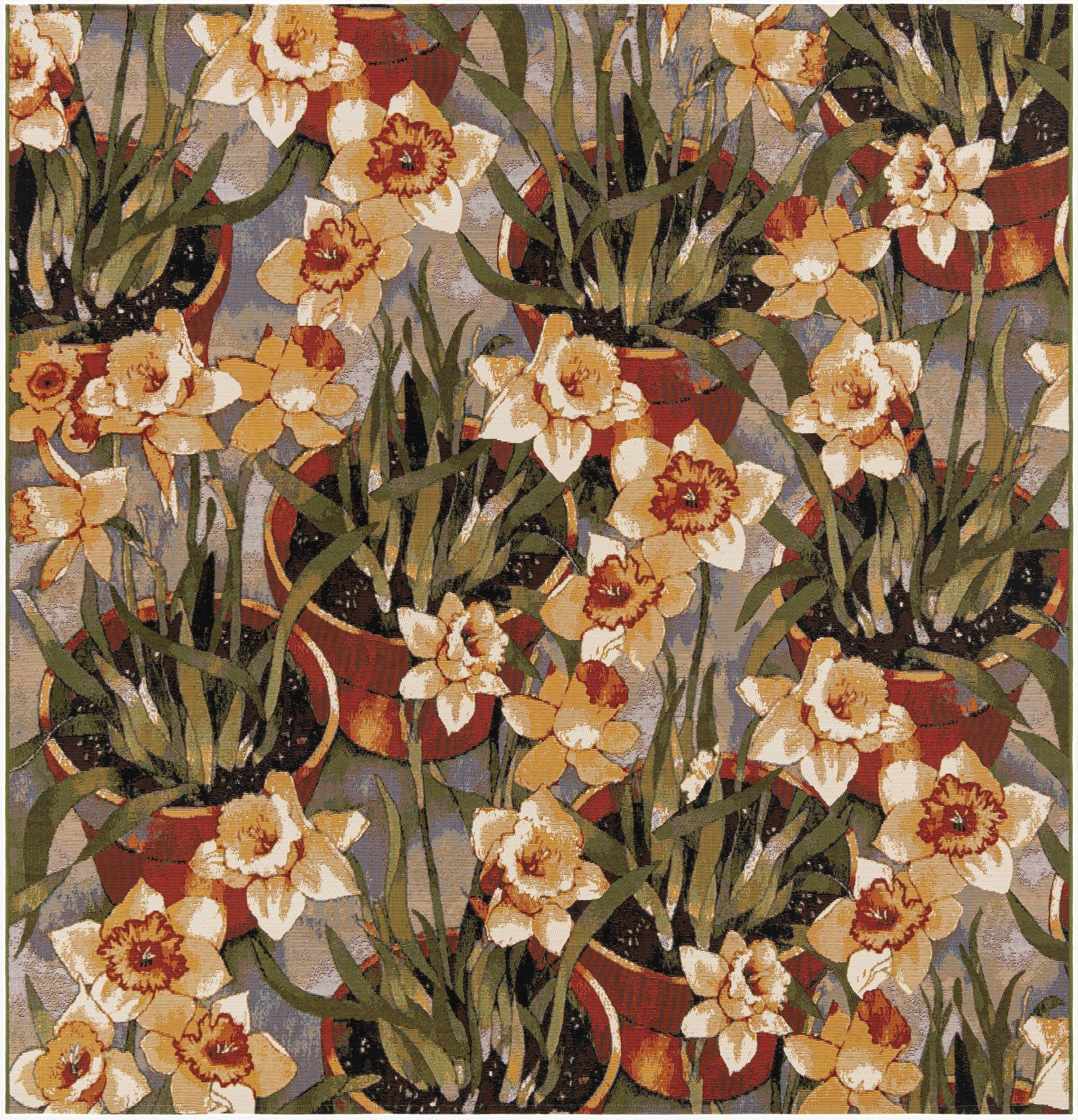 7' 10 x 7' 10  Washable Botanical Indoor / Outdoor Square Rug