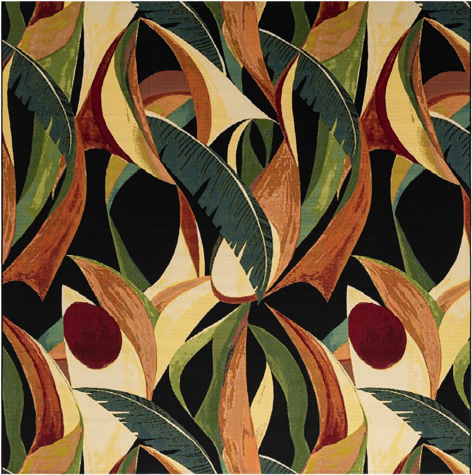 10' x 10'  Washable Botanical Indoor / Outdoor Square Rug