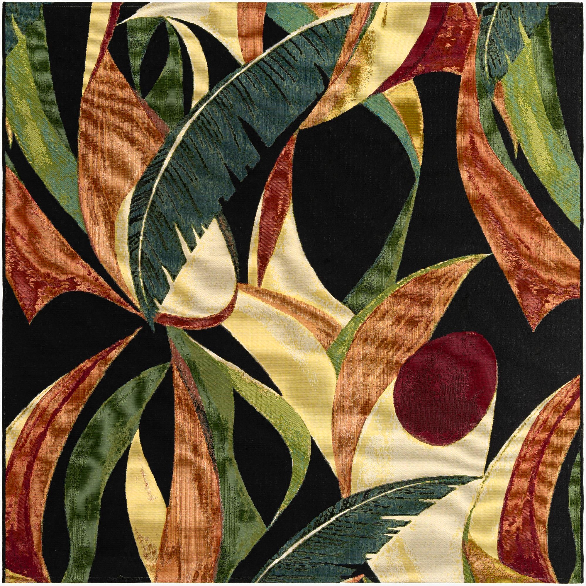 6' x 6'  Washable Botanical Indoor / Outdoor Square Rug