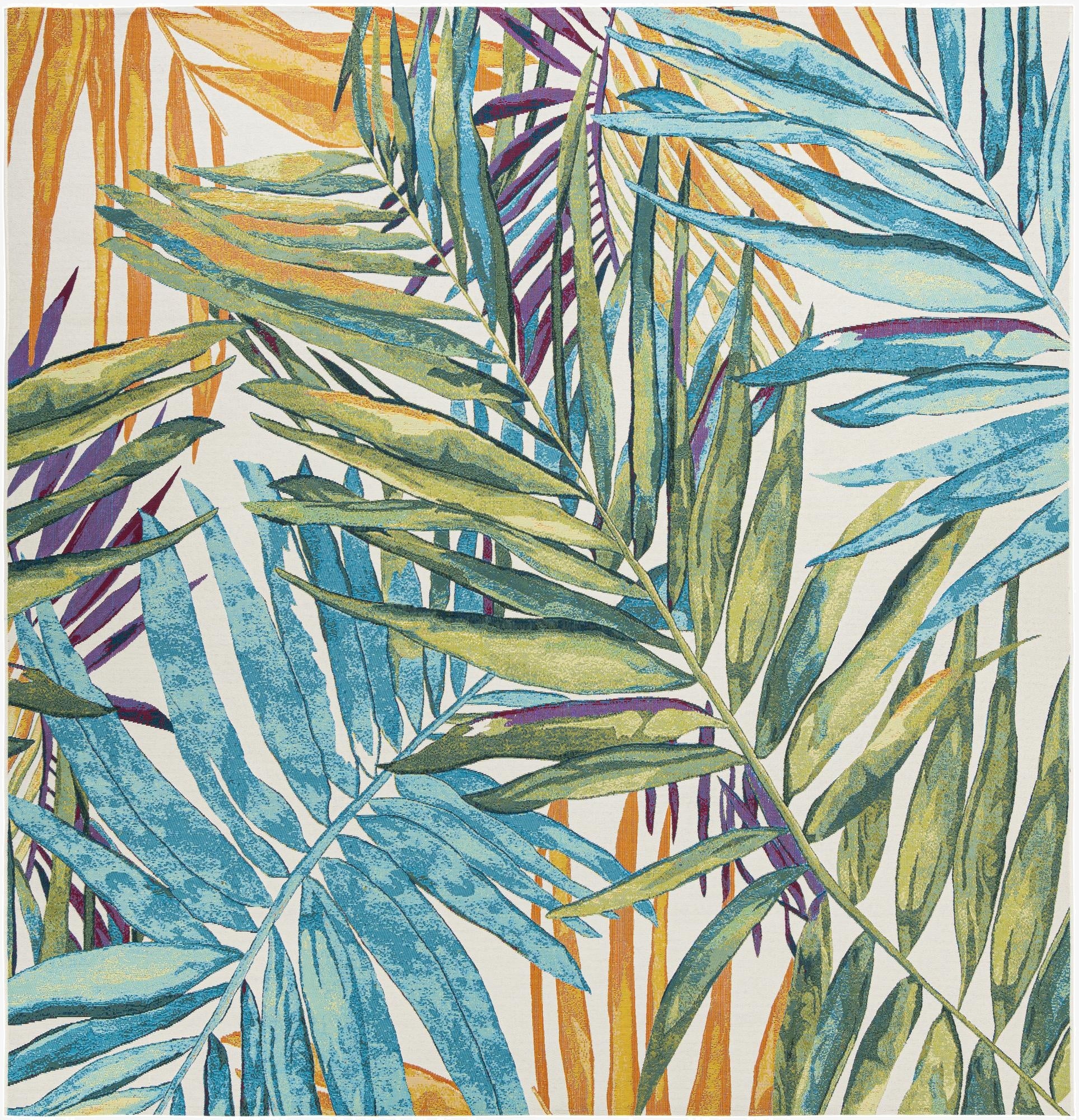 10' x 10'  Washable Botanical Indoor / Outdoor Square Rug