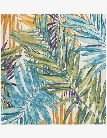10' x 10' Easy-Clean Botanical Indoor / Outdoor Square Rug