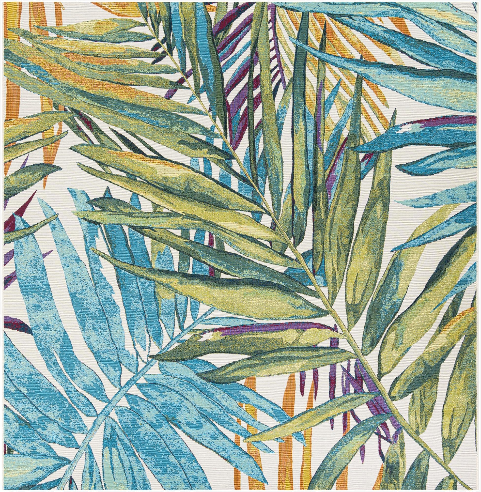 7' 10 x 7' 10  Washable Botanical Indoor / Outdoor Square Rug