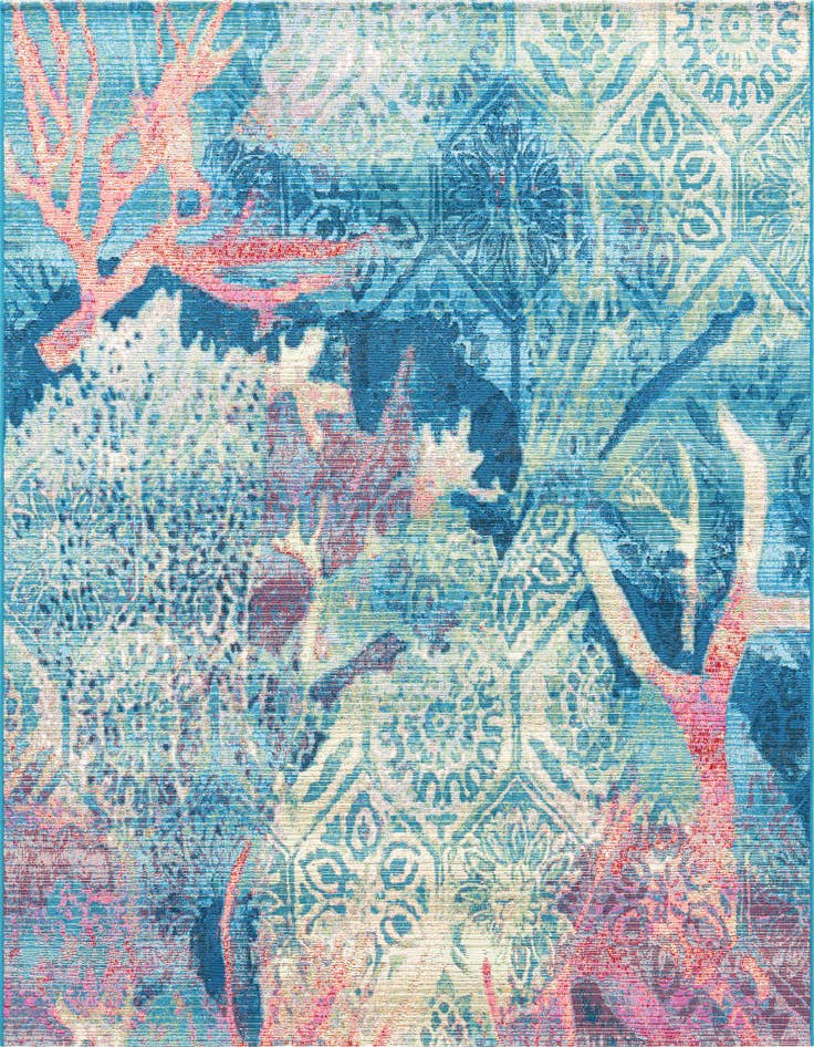 Detail image of 6' x 6' Easy-Clean Coastal Indoor / Outdoor Square Rug