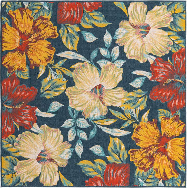 7' 10 x 7' 10 Easy-Clean Coastal Indoor / Outdoor Square Rug
